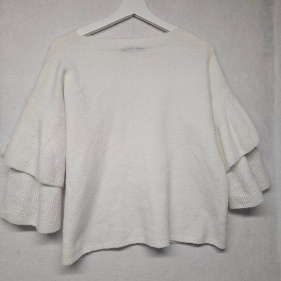 Madewell Cream Ivory Flare Tier-Sleeve Pullover Sweater in Coziest Yarn - Picture 7 of 7